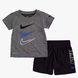 Boys Nike Dri-fit shorts set size 7 grey black blue